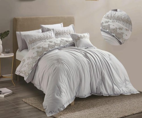 مفرش ندى نفرين صيفي مطرز 7 قطع