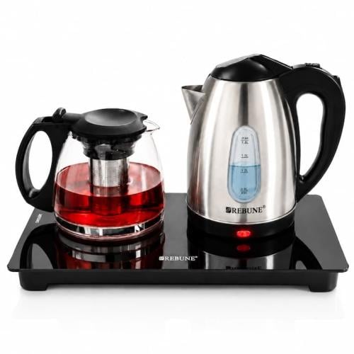 طقم غلاية كهربائية وابريق شاي زجاجي 1500 واط RE-1-...