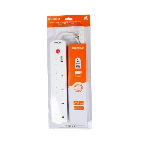 ريبون توصيلة كهربائية 5 منافذ - سلك بطول 5 متر - 2...