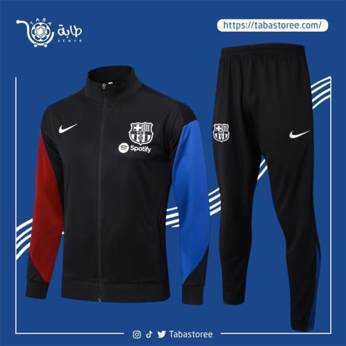 طقم تدريب برشلونة اسود شتوي 2025
