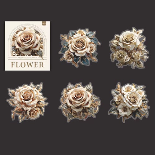 10 أوراق بحجم كبير بطابع الزهور بعدة ألوان