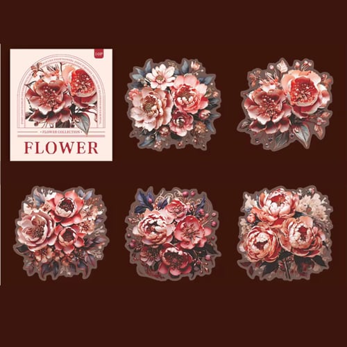 10 أوراق بحجم كبير بطابع الزهور بعدة ألوان