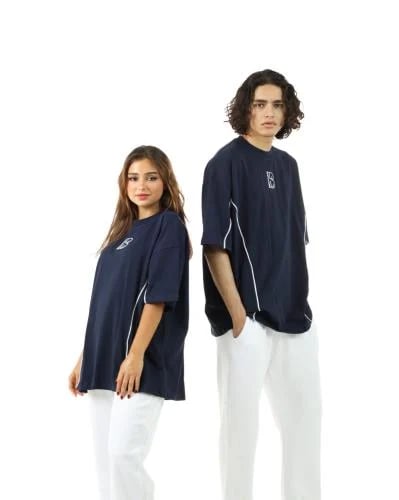 Nave Blue With Line T-shirt