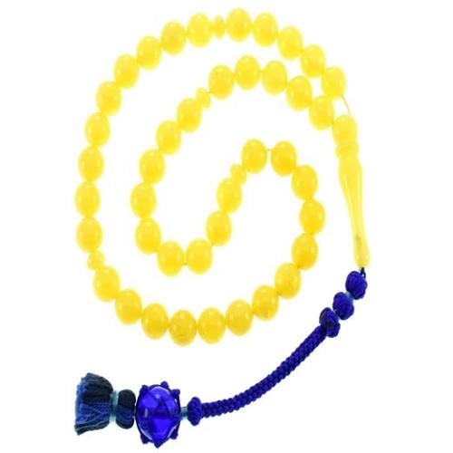 سبحة كهرمان دائرية اصفر- اللون