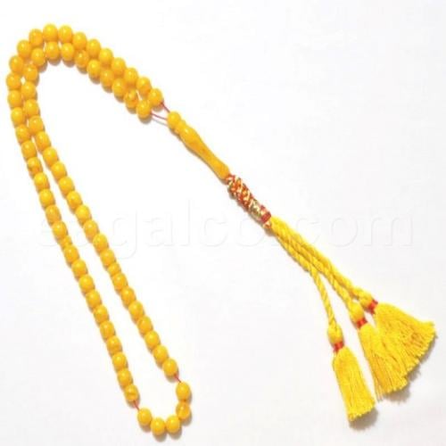 سبحة كهرمان دائرية اصفر اللون