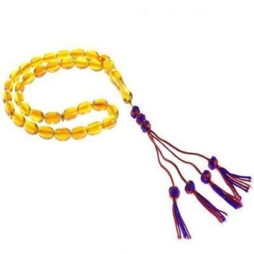 سبحة تراب كهرمان شفافة اسطوانية فاخرة