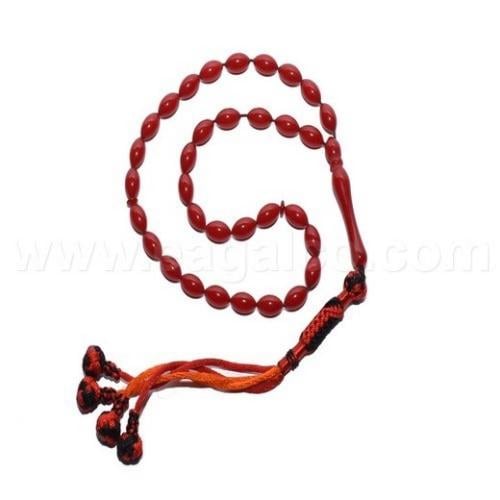 سبحة كهرمان مضغوط شفافة-احمر اللون