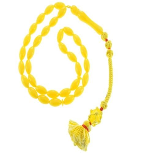 سبحة كهرمان اسطوانية اصفر- اللون