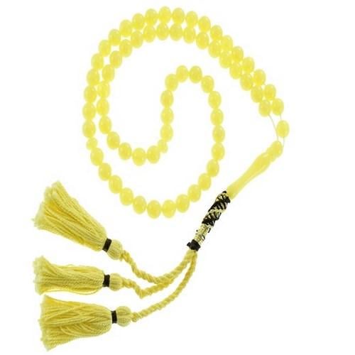 سبحة تراب كهرمان صفراء اللون