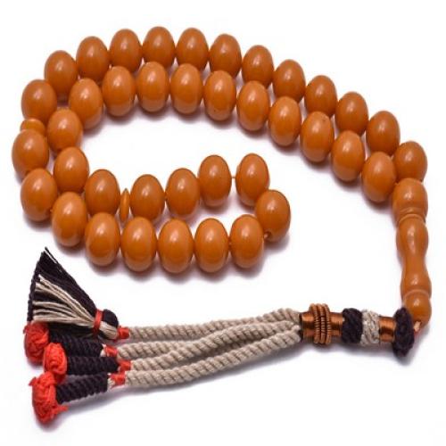 سبحة كهرمان دائرية برتقالية اللون