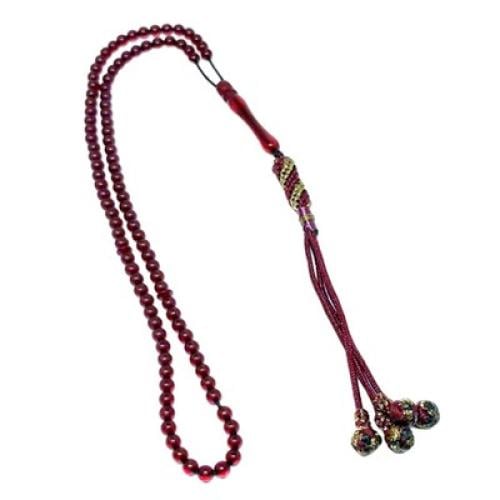 سبحة كهرمان دائرية عنابى اللون