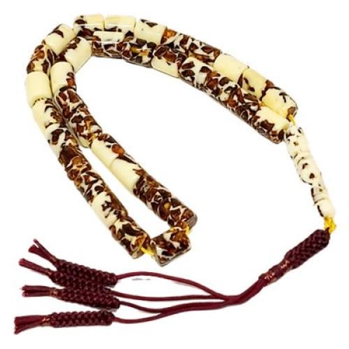 سبحة كهرمان اسطوانية متعددة اللون