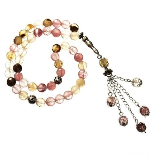 سبحة حجر طبيعى الوان متعددة فاتحة