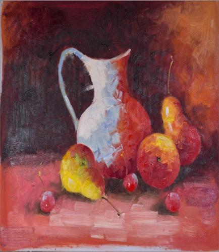 لوحة طبيعة صامتة رسم زيتي مقاس 50 * 60 سم بدون برو...