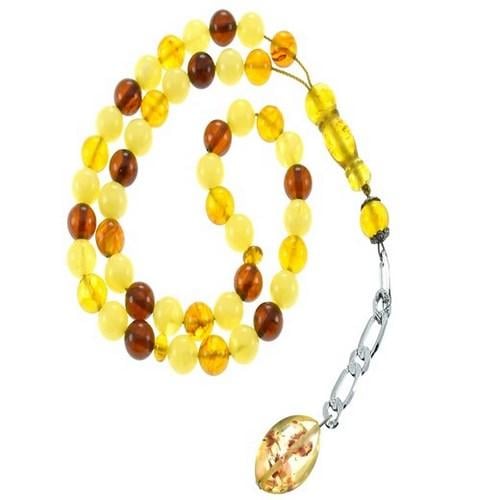 سبحة كهرمان دائرية متعددة الالوان