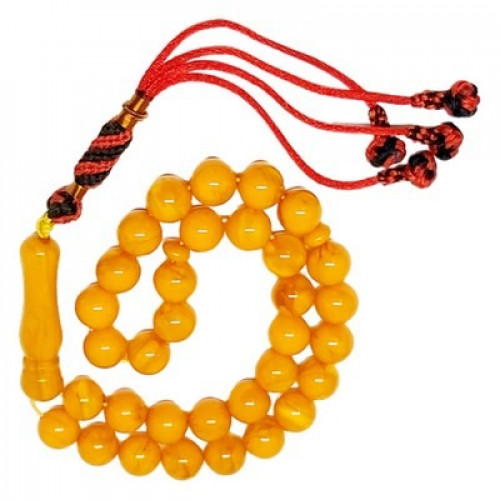 سبحة تراب كهرمان دائري لون عسلي