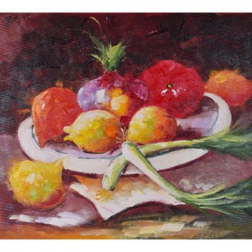 لوحة طبيعة صامتة رسم زيتي مقاس 50 * 60 سم بدون برو...