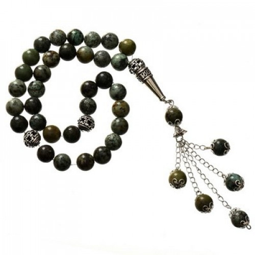 سبحة حجر طبيعى زيتى اللون 2