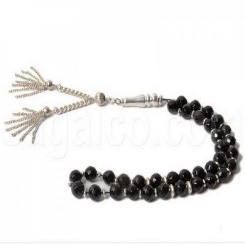 سبحة حجر طبيعى اسود اللون