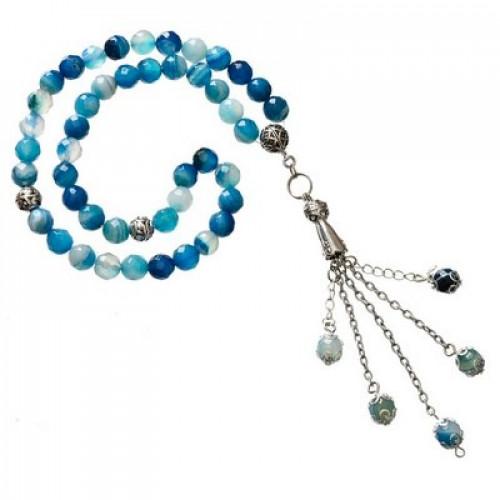 سبحة حجر طبيعى رخامى الالوان