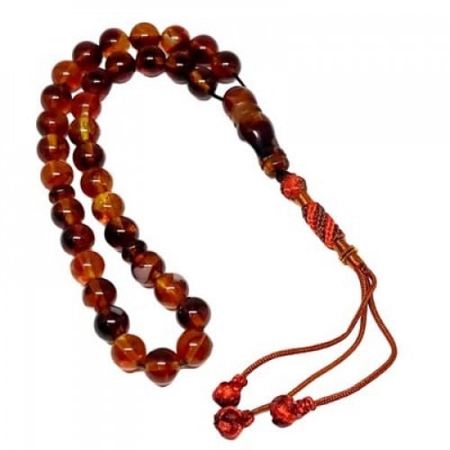 سبحة تراب كهرمان لون بنى متدرج