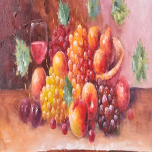 لوحة طبيعة صامتة رسم زيتي مقاس 50 * 60 سم بدون برو...