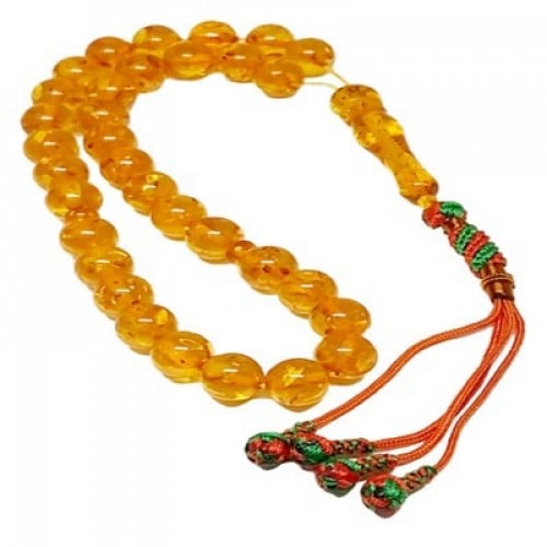 سبحة كهرمان لون عسلي شفاف