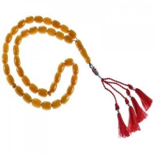 سبحة تراب كهرمان اسطوانية برتقالى اللون