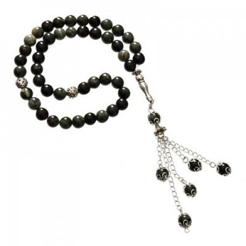 سبحة حجر طبيعى متدرجة الالون الغامقة