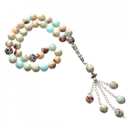 سبحة حجر طبيعى معرقة متداخلة الالوان