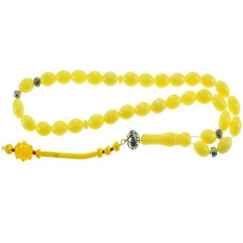 سبحة تراب كهرمان صفراء اللون