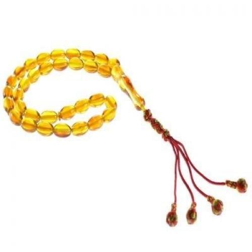 سبحة تراب كهرمان اسطوانية عسلى اللون