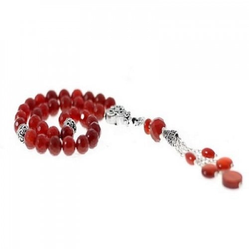 سبحة عقيق احمر اللون