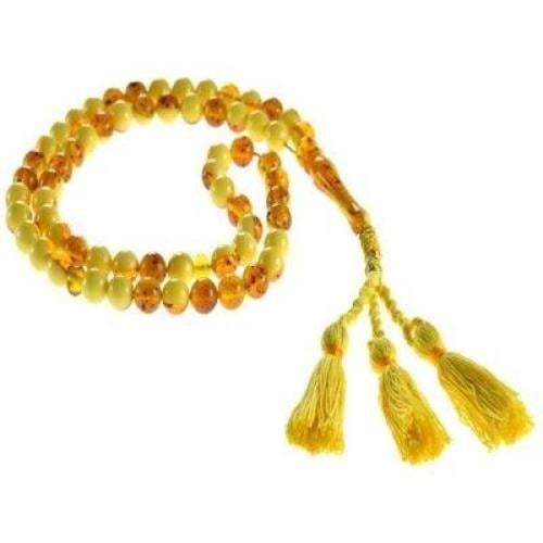 سبحة كهرمان دائرية بنى اللون