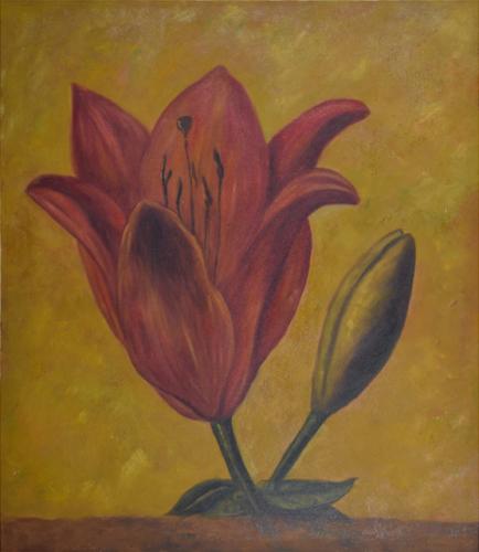 لوحة طبيعة صامتة رسم زيتي مقاس 50 * 60 سم بدون برو...
