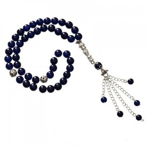 سبحة حجر طبيعى دائرى ازرق اللون