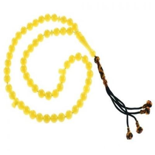 سبحة كهرمان تراب دائرى أصفر اللون