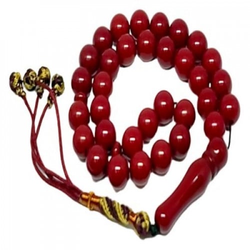 سبحة تراب كهرمان خرزة دائري لون قرمزي