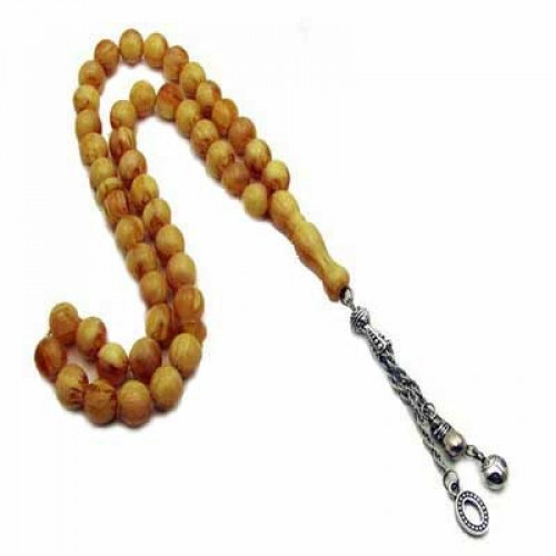 سبحة كهرمان بنى متدرج اللون دائرية