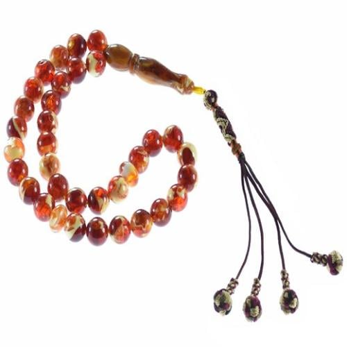 سبحة تراب كهرمان شفافة اسطوانية فاخرة