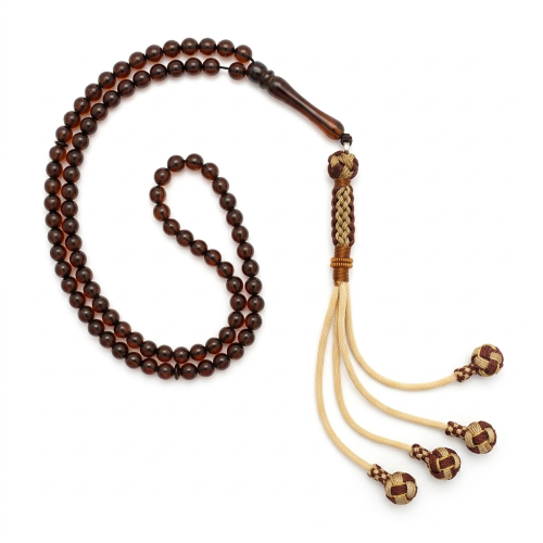 سبحة كهرمان دائرى بنى - اللون