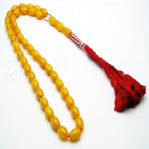 سبحة كهرمان دائرية برتقالية اللون