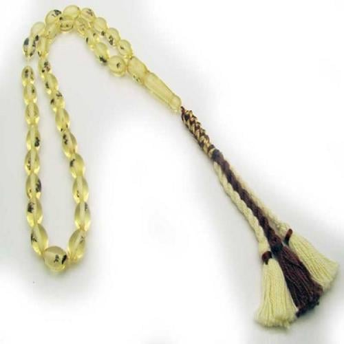 سبحة كهرمان دائرية اصفر اللون