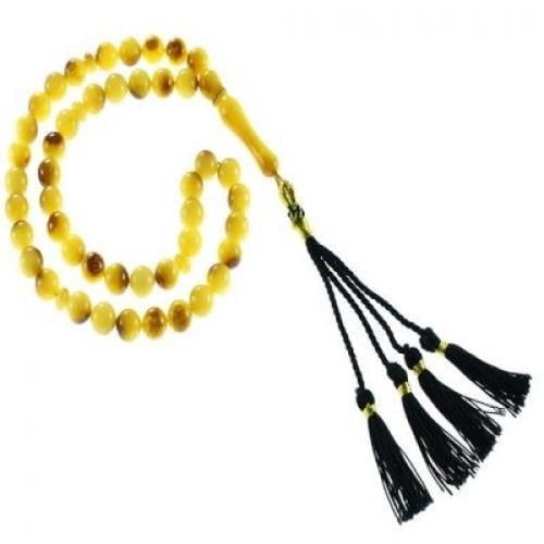 سبحة تراب كهرمان شفافة اسطوانية فاخرة