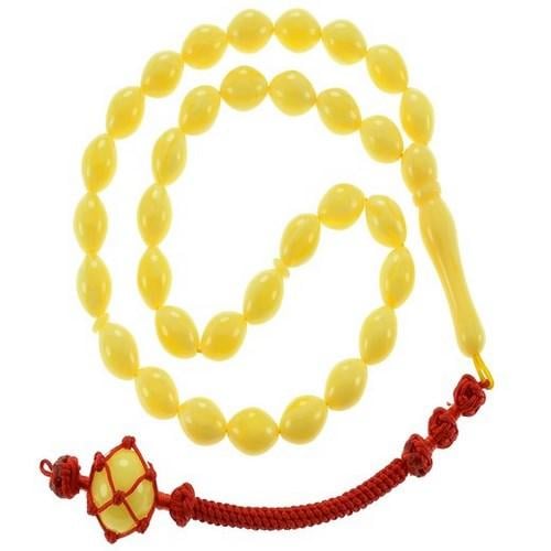 سبحة كهرمان زيتونة صفراء اللون