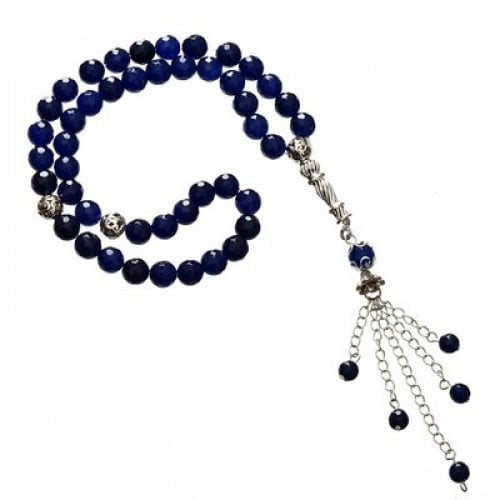 سبحة حجر طبيعى متداخل الازرق - الاسود اللون