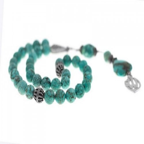 سبحة حجر فيروز معرق