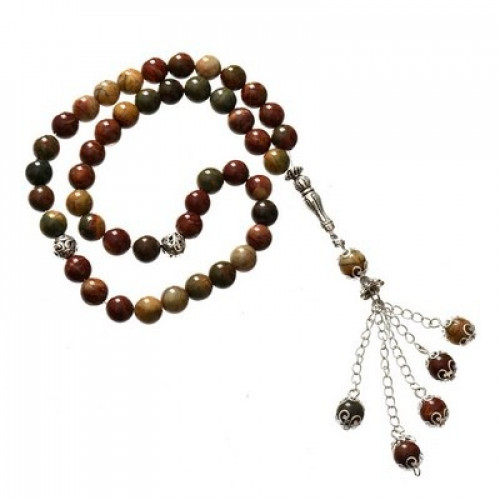 سبحة حجر طبيعى الوان بنى متعددة