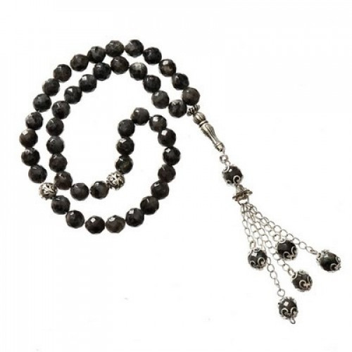 سبحة حجر الاجات اسود اللون