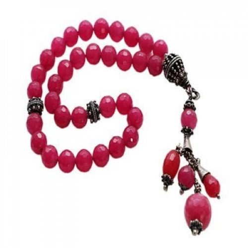 سبحة عقيق اورجوانى اللون